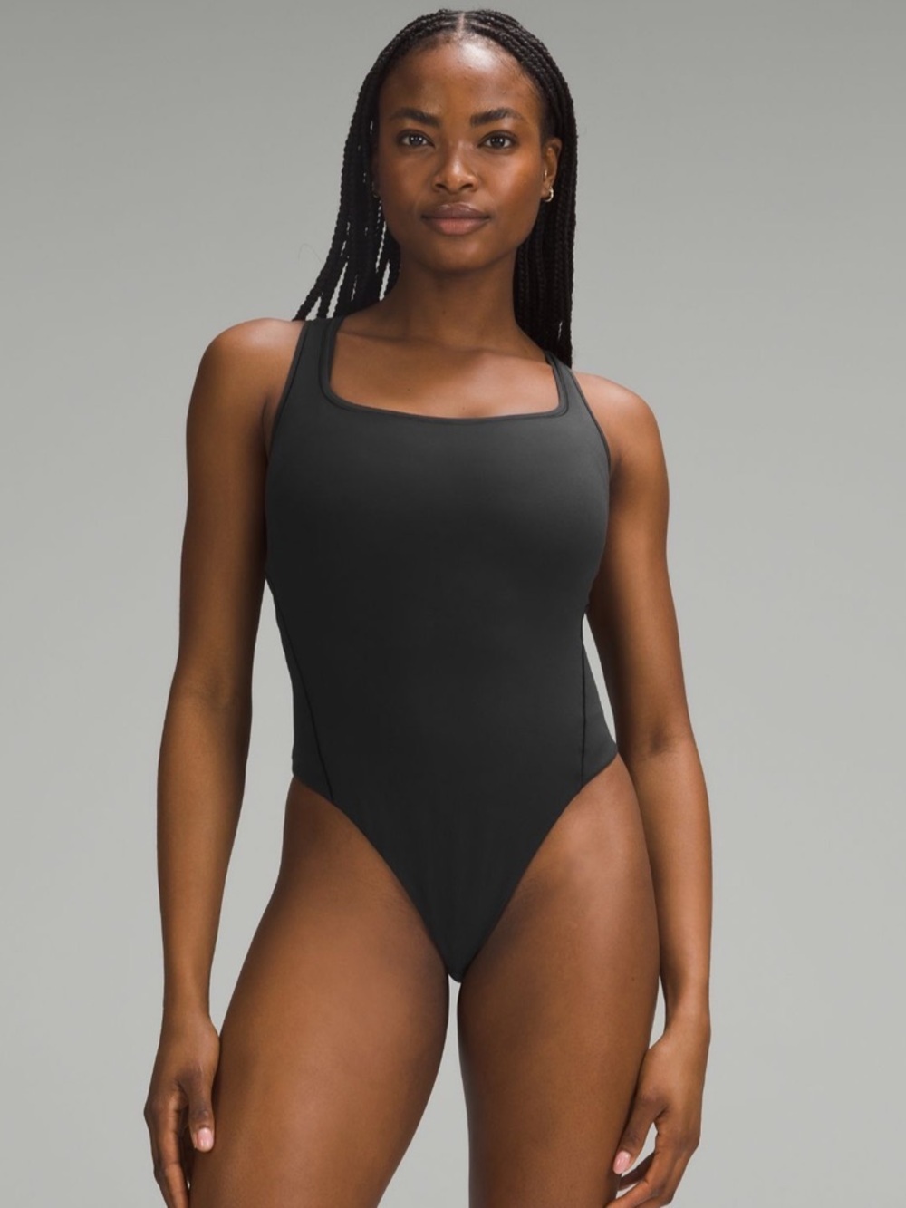 Lululemon Wundermost Square Neck Bodysuit- Black- Size Small